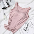 Women's Vest Tops with Bra U-Neck Vest with Padded Bra Slim Fit Tank Tops Sexy Shirts Feminino Casual Slimming Vest Tops