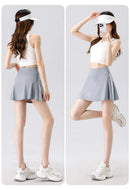 BIVIGAOS Summer Double Stripe Sport Tennis Short Skirts Women Fake Two Piece Stretch Running Fitness Golf A-line Yoga Mini Skirt