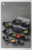 Modern Dinner Set Plates and Dishes Not Easily Broken Melamine Plate Black Cutlery Soy Sauce Dish Kitchen Hotel Tableware
