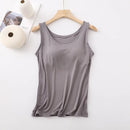 Women's Vest Tops with Bra U-Neck Vest with Padded Bra Slim Fit Tank Tops Sexy Shirts Feminino Casual Slimming Vest Tops