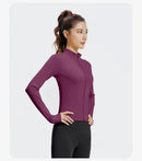 Outdoor Sports Jacket Running Fitness Long Sleeved Women Slim Yoga Clothes Quick Dry Zipper Cardigan Stand Up Collar Skinny Coat