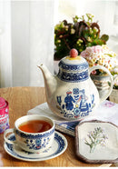 Vintage ceramic coffee cups and plates, English romantic dining plates, teapot cups and plates set, exquisite afternoon tea cups