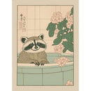 Japanese Bathroom Art Poster Cute Animals in Bathtub Canvas Printed Decorative Painting, Used for Bathroom Decoration, Frameless