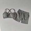 Women's 2-Piece Yoga Suit Seamless Fitness Suit Gym Clothes Sports Bra Impact Shorts Set Workout Set Gym Outfit