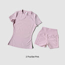 Sports Sets Fitness Hip-lifting Tight Top Short Sleeve Running Workout Gym Shorts Tracksuits For Women Breathable Sports Suits
