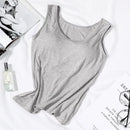Women's Vest Tops with Bra U-Neck Vest with Padded Bra Slim Fit Tank Tops Sexy Shirts Feminino Casual Slimming Vest Tops