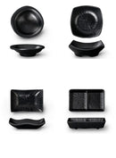 Modern Dinner Set Plates and Dishes Not Easily Broken Melamine Plate Black Cutlery Soy Sauce Dish Kitchen Hotel Tableware
