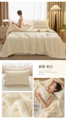 Thickened Warm Coral Fleece Blanket Soft Cozy Striped Pattern Throw Blankets for Sofa Bed Autumn Winter Plush Duvets Blankets