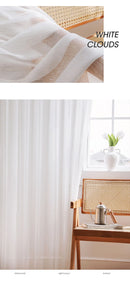 Pure White Shiny Silver Wire Stripe Tulle，Curtains for Living Room， Modern Simple Window Screen Bedroom Voile Blinds for windows