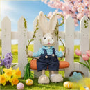 Easter Bunny on Swing Handmade Woven Grass Rabbit Creative Figurine Home Decor Hanging Ornament Forest Theme Gift Souvenir