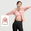 Outdoor Sports Jacket Running Fitness Long Sleeved Women Slim Yoga Clothes Quick Dry Zipper Cardigan Stand Up Collar Skinny Coat