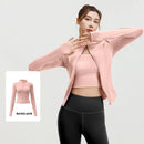 Outdoor Sports Jacket Running Fitness Long Sleeved Women Slim Yoga Clothes Quick Dry Zipper Cardigan Stand Up Collar Skinny Coat