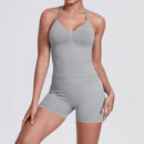 Yoga Shorts Sets Shockproof Sports Women Yoga Vest With Built In Bra Fitness Top Gym Beautiful Back Running Workout