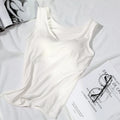 2024 Women's Vest Tops With Built In Bra Neck Vest Padded Slim Fit Tank Tops Sexy Shirts With Chest Pad Feminino Casual
