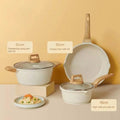3-7 Pots and Pans Set Nonstick Cookware Sets White Granite Induction Cookware Non Stick Cooking Set W/Frying Pans & Saucepan