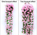 90/80CM Artificial Violet Hanging Flower Vines Plastic Fake Flowers Wall Decor Plants Garland for Wedding Home Garden Decoration