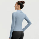 Outdoor Sports Jacket Running Fitness Long Sleeved Women Slim Yoga Clothes Quick Dry Zipper Cardigan Stand Up Collar Skinny Coat