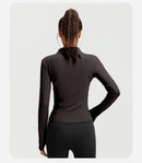 Outdoor Sports Jacket Running Fitness Long Sleeved Women Slim Yoga Clothes Quick Dry Zipper Cardigan Stand Up Collar Skinny Coat