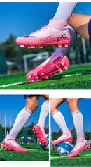 Pink Soccer Shoes Men Kids Professional Society Original Football Boots Outdoor Non-Slip Futsal Trainning Sneakers Size 33-46