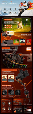 Hohem Official iSteady M7 Smartphone Stabilizer Ai Face Tracking 3-Axis Phone Gimbal Built-in Selfie Stick iPhone/Android Gimbal