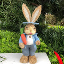 Easter Bunny on Swing Handmade Woven Grass Rabbit Creative Figurine Home Decor Hanging Ornament Forest Theme Gift Souvenir