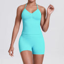 Yoga Shorts Sets Shockproof Sports Women Yoga Vest With Built In Bra Fitness Top Gym Beautiful Back Running Workout