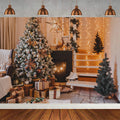 Winter Christmas Tree Photography Backdrop Snowman Giftbox Family Xmas Eve Party Decor Fireplace New Year Background Props