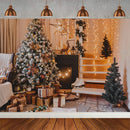 Winter Christmas Tree Photography Backdrop Snowman Giftbox Family Xmas Eve Party Decor Fireplace New Year Background Props