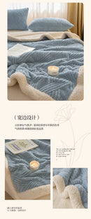 Thickened Warm Coral Fleece Blanket Soft Cozy Striped Pattern Throw Blankets for Sofa Bed Autumn Winter Plush Duvets Blankets