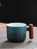 Creative Handmade Exquisite Coffee Cup Vintage Coffee Cup With Wooden Handle Mug Cups Mugs Drinkware Kitchen Dining Bar Home