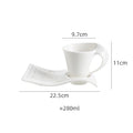 European Ceramic CoffeeCups Set with Wave Shape Plate 80 100 180 and 280ml Modern Minimalist White Cappuccino Latte Dessert Dish