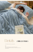 Thickened Warm Coral Fleece Blanket Soft Cozy Striped Pattern Throw Blankets for Sofa Bed Autumn Winter Plush Duvets Blankets