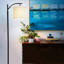 Modern LED Floor Lamp, Standing Arc Floor Lamps with Lantern Lampshade, Tall Reading Light for Bedroom Living Room Office Study