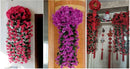 90/80CM Artificial Violet Hanging Flower Vines Plastic Fake Flowers Wall Decor Plants Garland for Wedding Home Garden Decoration