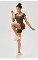 Women Summer Gym Workout jumpsuit One-Piece Short Yoga Clothes Push Up Workout Clothes Fitness Sports Bodysuit Yoga Suit