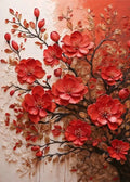 Golden Blossom Tree Orange Pink Flower Bouquet Canvas Painting Print Poster Wall Art Picture for Living Room Home Decoration