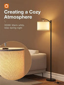 Modern LED Floor Lamp, Standing Arc Floor Lamps with Lantern Lampshade, Tall Reading Light for Bedroom Living Room Office Study