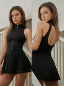 Sports Fitness One-Piece Skirt For Women Tight Beauty Back Hollow-Out Tennis Dress With Chest Pads Yoga Outfit Gym Clothes