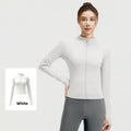 Outdoor Sports Jacket Running Fitness Long Sleeved Women Slim Yoga Clothes Quick Dry Zipper Cardigan Stand Up Collar Skinny Coat