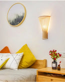Modern Chinese Handwoven Creative Bamboo Art Wall Lamp Bamboo Art Modern Simple Bedroom Bedside Wall Lamp Aisle Bamboo Wall Lamp
