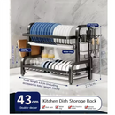 2025 New 2-Tier Stainless Steel Kitchen Countertop Dish Drainer with Utensil Holder Compact Rustproof Storage Organizer