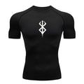 Camiseta Masculina de Compressão Estampada – Manga Curta, Secagem Rápida, Performance Atlética e Proteção Rash Guard para Treinos