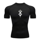Camiseta Masculina de Compressão Estampada – Manga Curta, Secagem Rápida, Performance Atlética e Proteção Rash Guard para Treinos