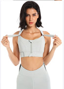 Sports Bras Tights Crop Top Women Yoga Vest Front Zipper Plus Size Adjustable Strap Shockproof Gym Fitness Athletic Brassiere