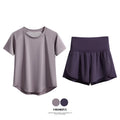 DRUR 2pcs Yoga Set Women Summer Sports Suit 2 Piece Sportswear Outfits Female Short Sleeve Fitness Tops Running Shorts Sets New