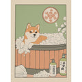 Japanese Bathroom Art Poster Cute Animals in Bathtub Canvas Printed Decorative Painting, Used for Bathroom Decoration, Frameless