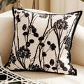French Retro Waist Cushion Cover 45x45 Bow Embroidery Black and White Striped Throw Pillow Case Living Room Bed Sofa Home Decor