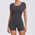 Women's One-piece Yoga Jumpsuit Short Sleeve Open Back Slim Fit Sports Outfit Tights Quick-drying Hip Lift Gym Fitness Clothes