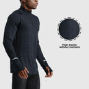 Mens Sports T-Shirt Sportswear Long Sleeve Running Gym Compression Shirt Half-zip Pullover Top Stand-up Collar Men Workout Tee