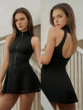 Sports Fitness One-Piece Skirt For Women Tight Beauty Back Hollow-Out Tennis Dress With Chest Pads Yoga Outfit Gym Clothes